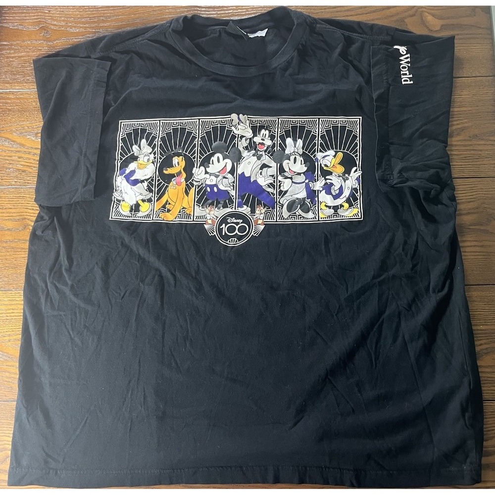 DISNEY 100 ANNIVERSARY YEARS OF WONDER PLATINUM BLACK T-SHIRT SIZE 2XL